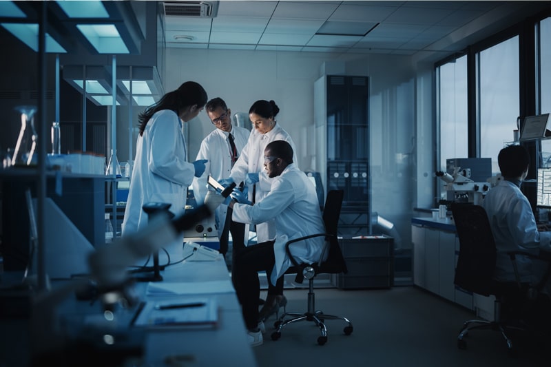 Medical researchers working in a lab.